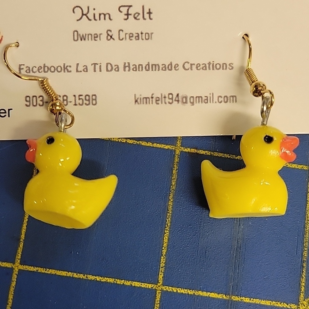Yellow Baby Duck 0.5" Earrings Easter Spring